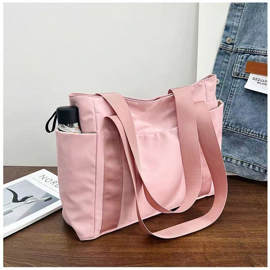 New Japanese Style Solid Color Tote Bag Shoulder Bag Casual Simple Canvas Handbag