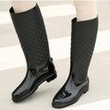 Women's High Tube Rain Shoes Diamond Lattice Rubber Shoes