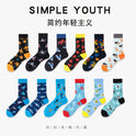 Men's Creative Printed Ocean Series Mid Length Socks