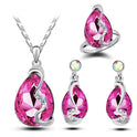 Crystal Earrings Necklace Ring Three-piece Set Suit