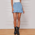 Denim skirt lace denim skirt