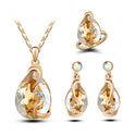 Crystal Earrings Necklace Ring Three-piece Set Suit