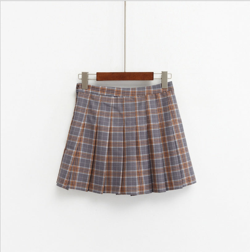 Spring New European And American Fan AA High Waist Plaid Skirt British Wind College Wind And Play Short Skirt Skirt