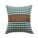 Simple Small Plaid Leather Splicing Pillow Cover Is Comfortable