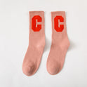 Medium Ins Fashion Brand Women's Stockings Large C Letters Women's Color Cotton Socks