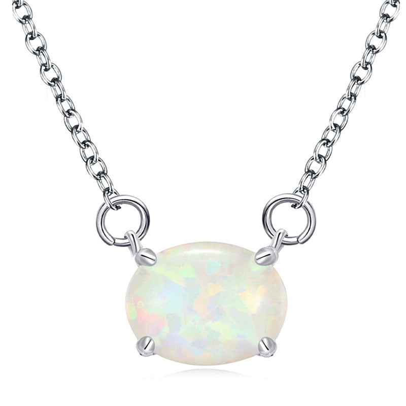 Women's Fashionable And Exquisite Necklace With Imitation Opal Pendant