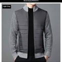 Men's Stand Collar Stitching Velvet Padded Sweater Knitwear Coat