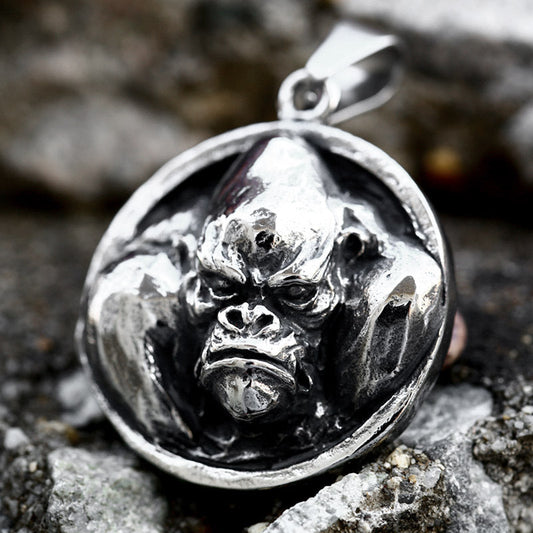 Cast Stainless Steel Gorilla Necklace Pendant