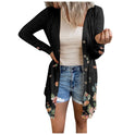 Plus Size Women's Floral Print Mid-length Coat