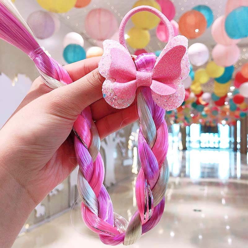 Children's Cartoon Color Bow Wig Hair Rope