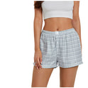Women's Casual Plaid Cotton Arrow Pants Loose Four-corner Button Shorts