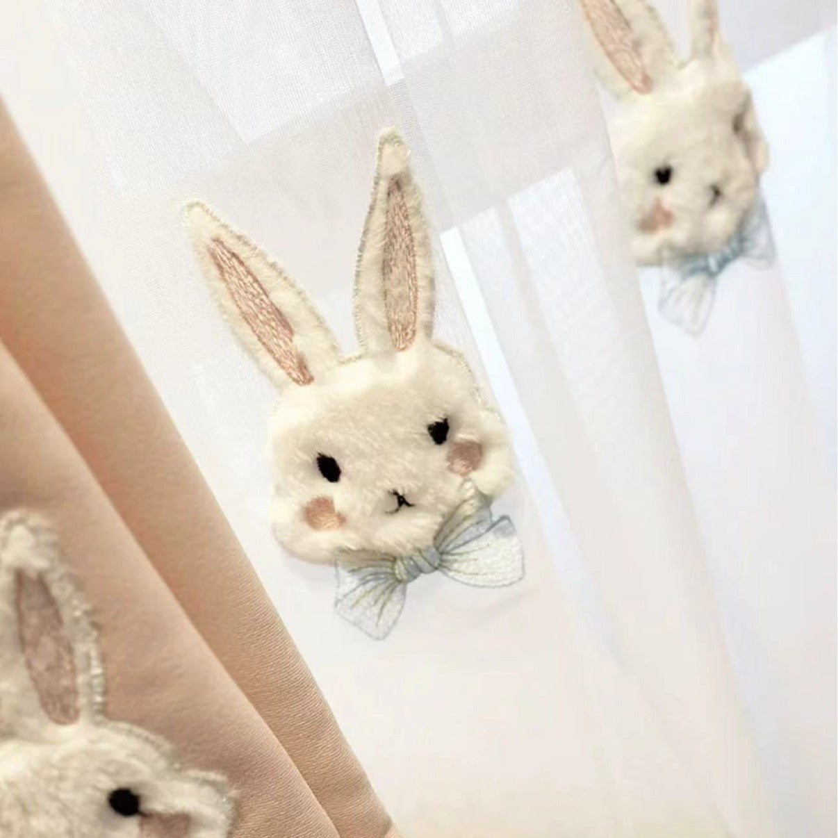 Plush Rabbit Cute Princess Pink Children's Room Curtain