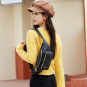 New Women's Fashion Embroidered Crossbody Bag Casual Rhombus Pu Pocket