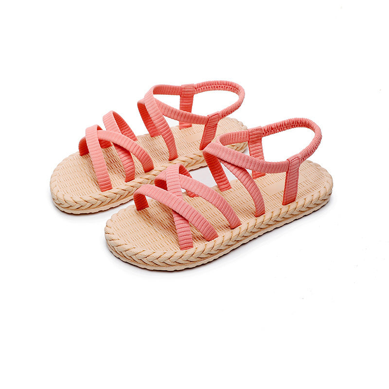 New Sandals Women's Imitation Straw Travel Beach