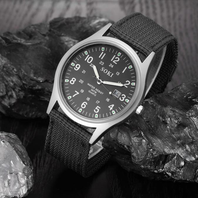 Casual woven nylon strap men's watch