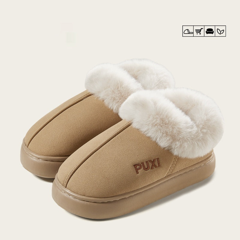 Fluff Cotton Slippers Warm With Velvet Indoor Platform Non-slip