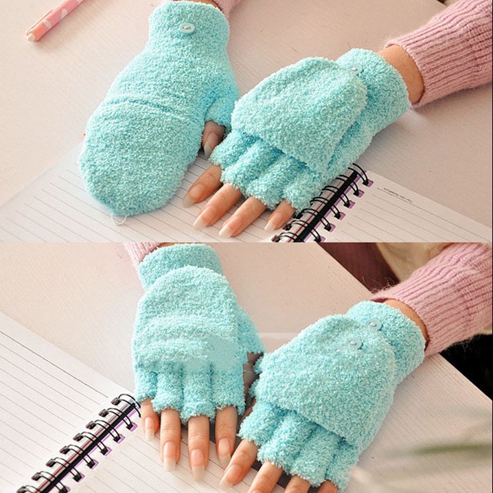 women's winter multi-functional half finger gloves