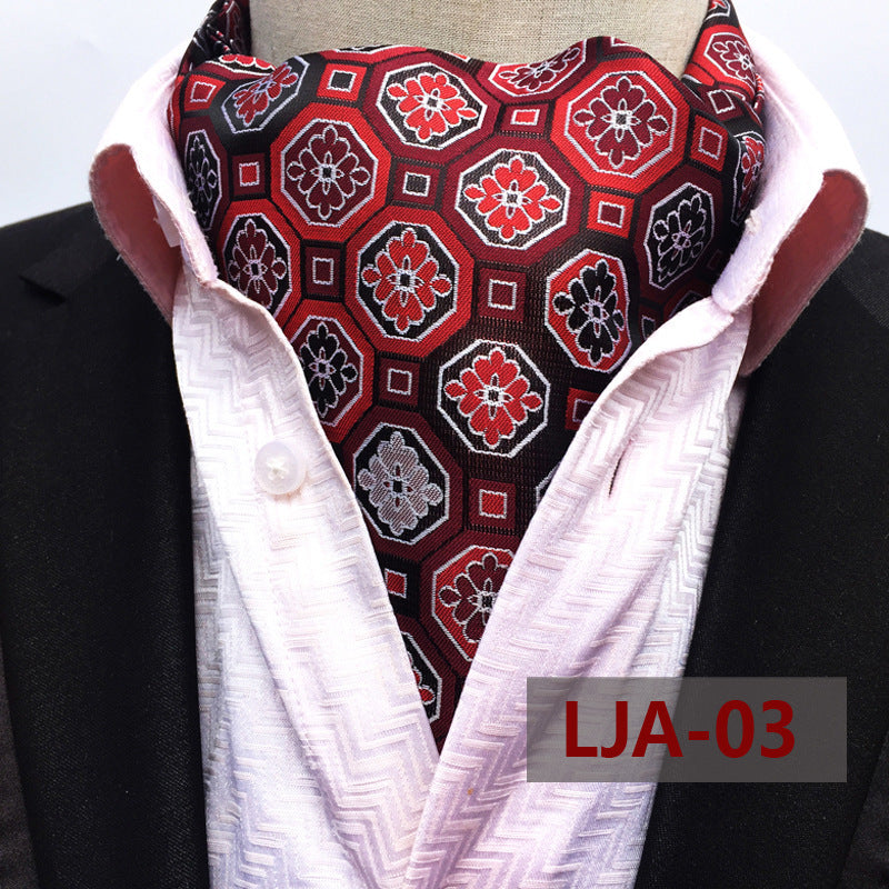 British suit shirt neckline scarf