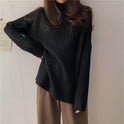 Idle Style Mock Neck Design Sense Loose Thick Inner Sweater Niche Top