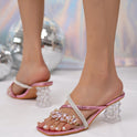 Fashion Rhinestone Crystal Clear Heel High Heel Slippers