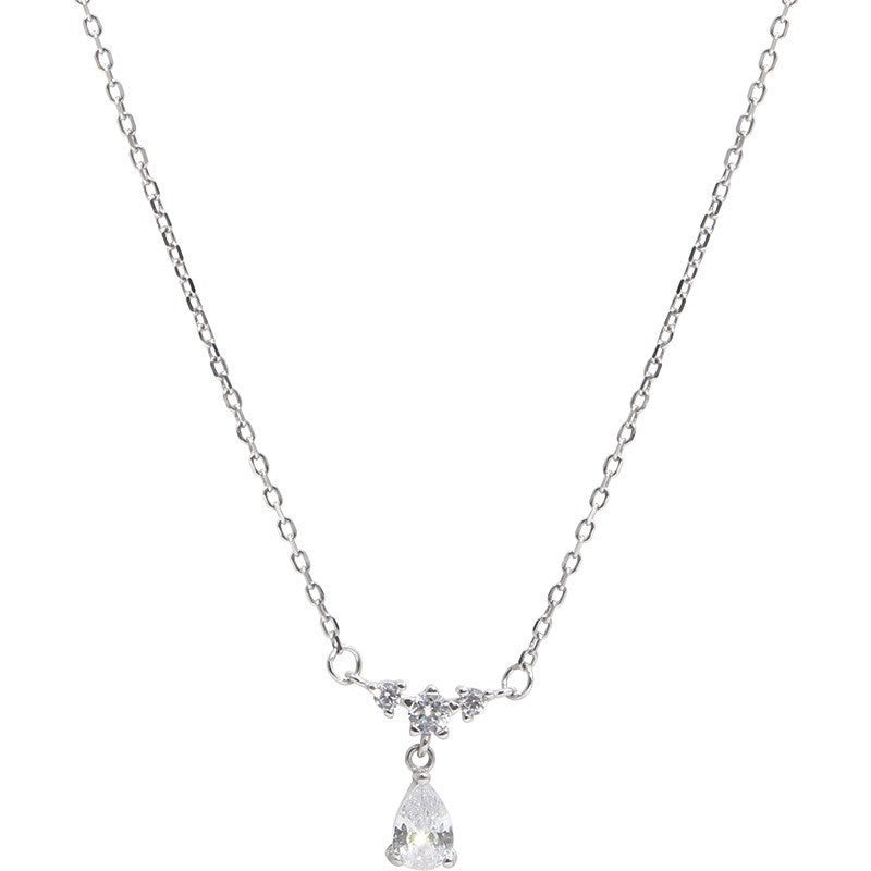 Zircon Water Drops Necklace Simple Clavicle Chain