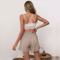 Cotton And Linen Loose Pants Casual Women's Elastic Waist Wide Leg Shorts