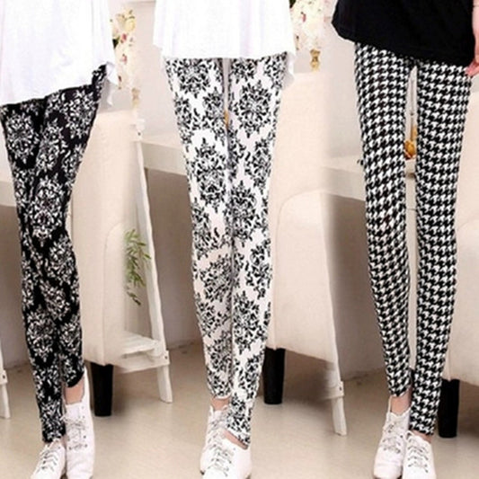 Women's Blue And White Porcelain Milk Silk Leggings Outerwear Ankle-length Pants