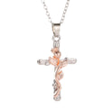 Classic Vintage Leaf Jesus Cross Necklace