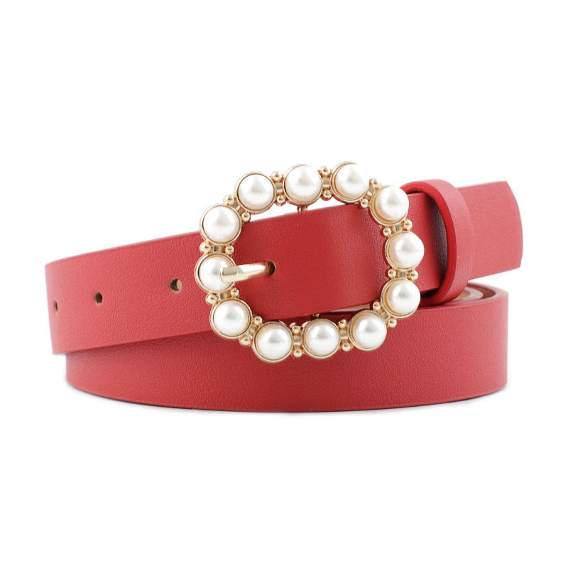 Leather pearl belt