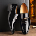 Pointed patent leather men's shoes