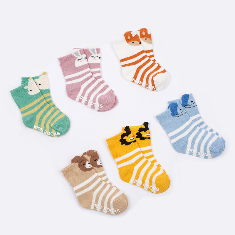 Three-Dimensional Striped Animal Children's Socks