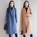 Solid Color Suit Collar Long-sleeved Woolen Coat