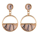 Geometric Semicircle Openwork Imitation Marble Earrings