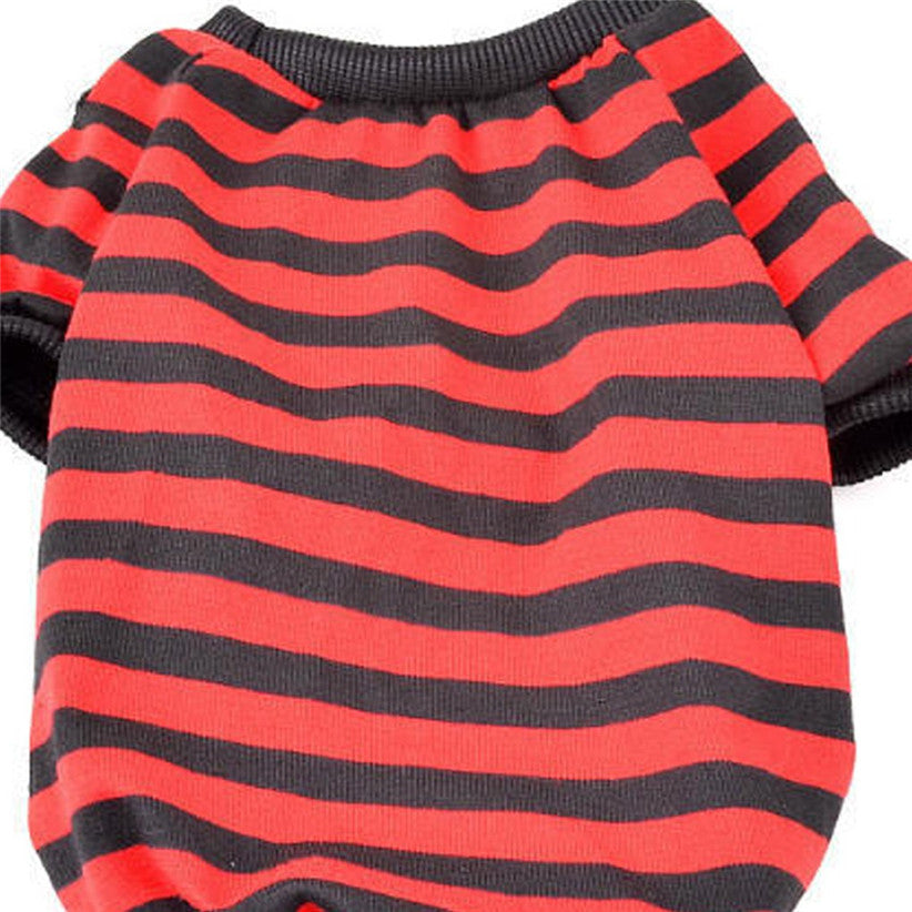 Casual striped round neck t-shirt pet dog clothes