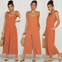 Women's wide-leg strap casual pants