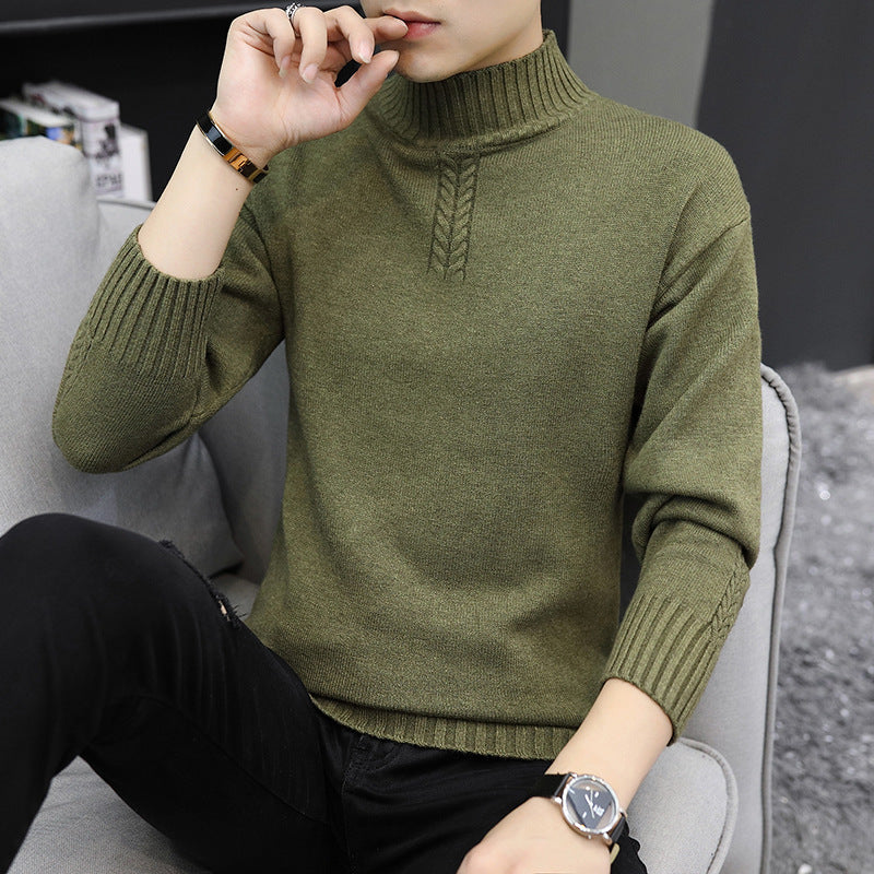 Men's Pure Color Half Collar Sweater