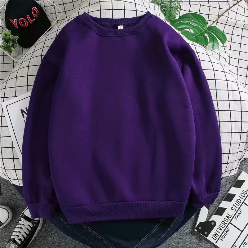 Plus Velvet Port Style Solid Color Sweater