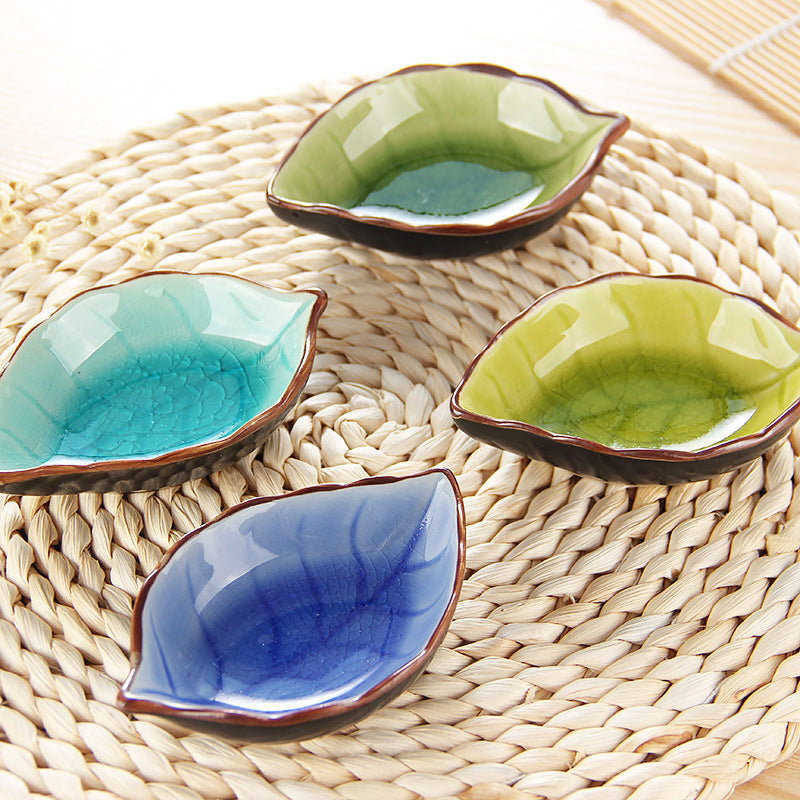 Leaves small ceramic saucer kitchen multipurpose sauce dish seasoning sauce vinegar sauce glaze ice tableware dish wholesale