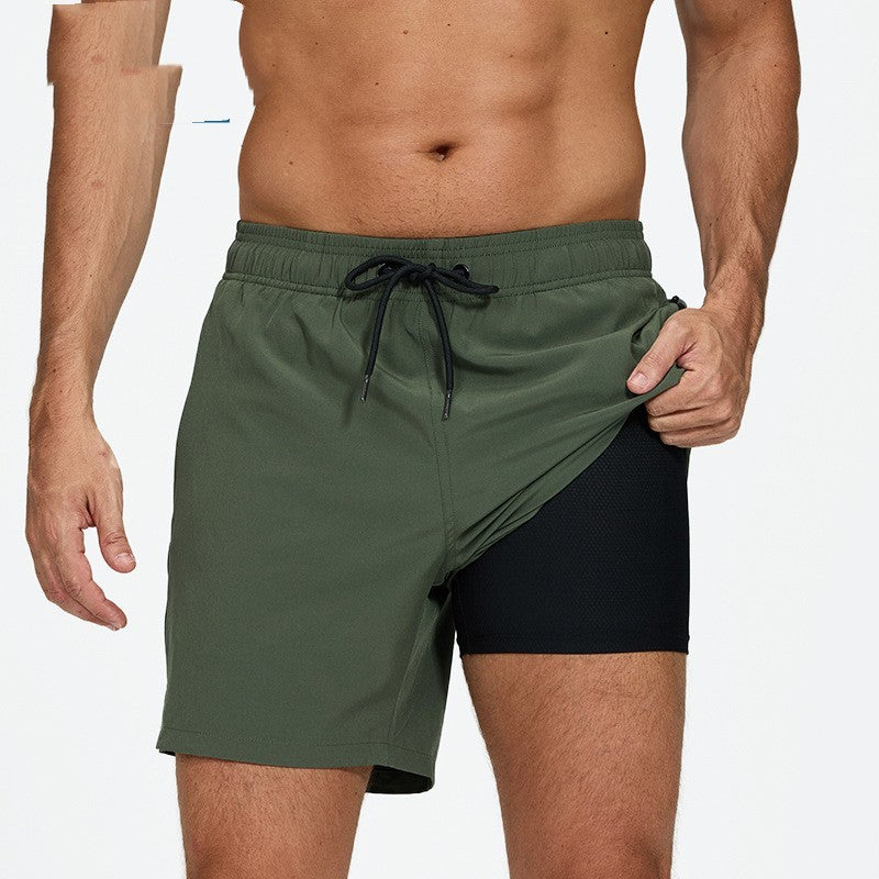 Men's Beach Pants Quick-drying Double-layer Swimming Trunks