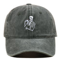 Skull Tea Embroidery Baseball Vintage Distressed Washing Cap