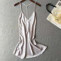 Ladies sexy V-neck strap pajamas simulation silk nightdress