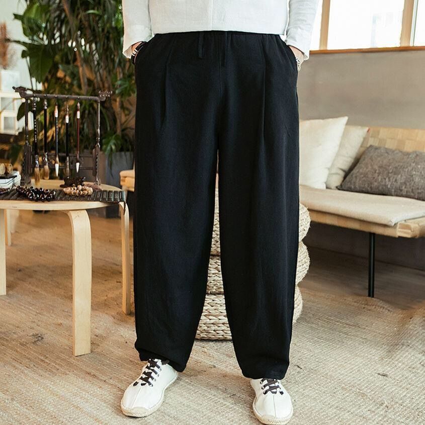 Chinese style large fat wide leg pants