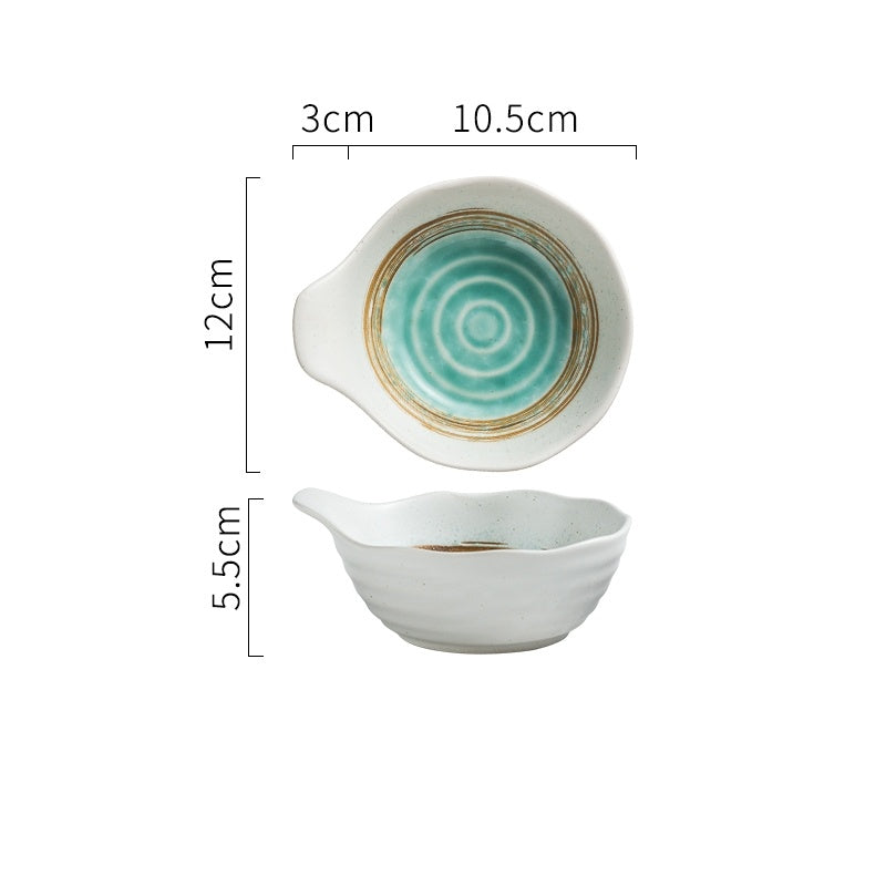 Hand-painted Ceramic Bowl With Creative Handle For Single Household Use