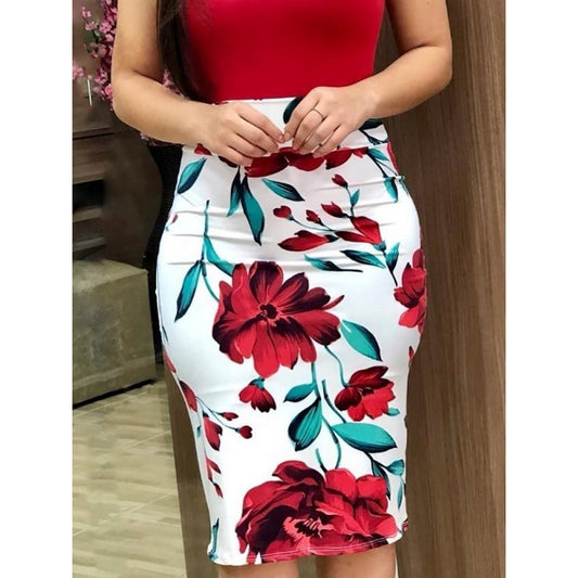 Color block flower bag hip dress