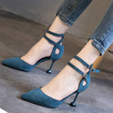 Pointed buckle single shoes