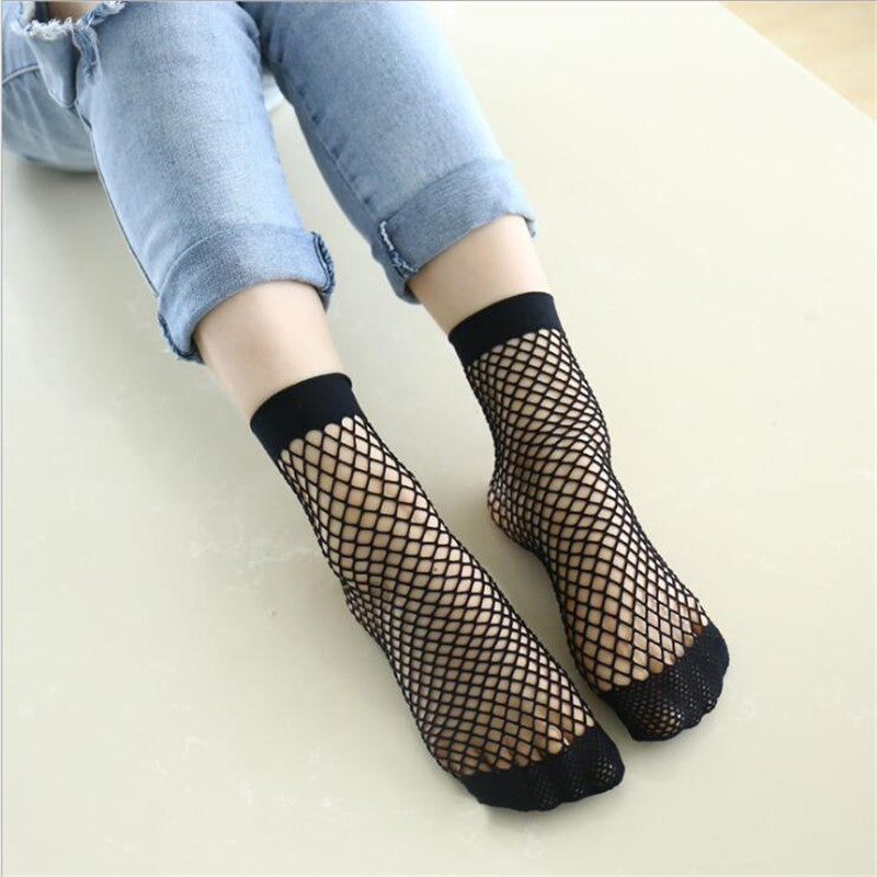 Short tube shallow mouth fishnet openwork socks