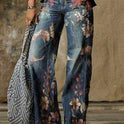 Ladies denim straight-leg pants