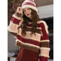 Striped Loose Splicing Knitwear Sweater For Women