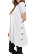 Short sleeve irregular skirt buttons