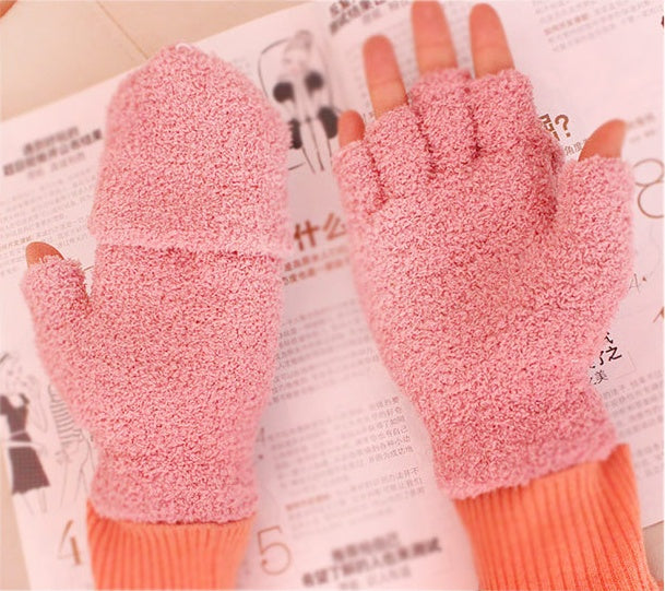 women's winter multi-functional half finger gloves